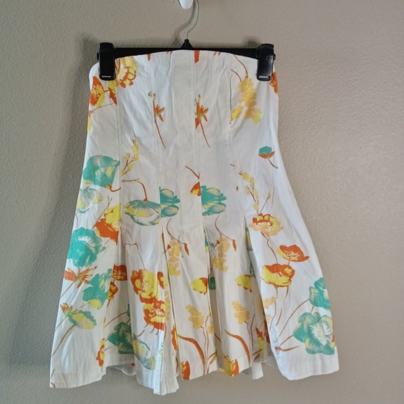 Free People Made Me Smile Floral Pleated Mini Dress Stretch Strapless Size S - Picture 2 of 12